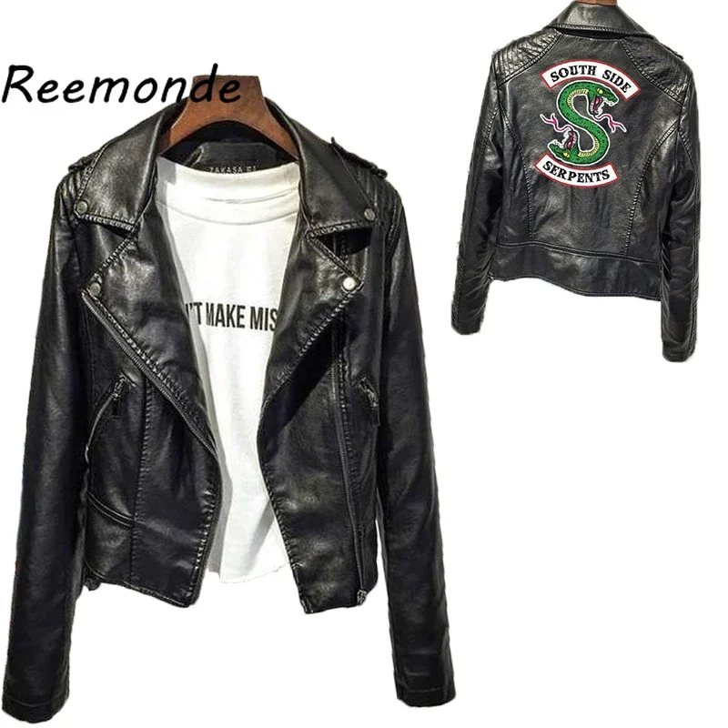 

Riverdale Women Jacket Coat South Side Serpents Riverdale Southside PU Leather Jackets Serpents Streetwear Outwear Tops