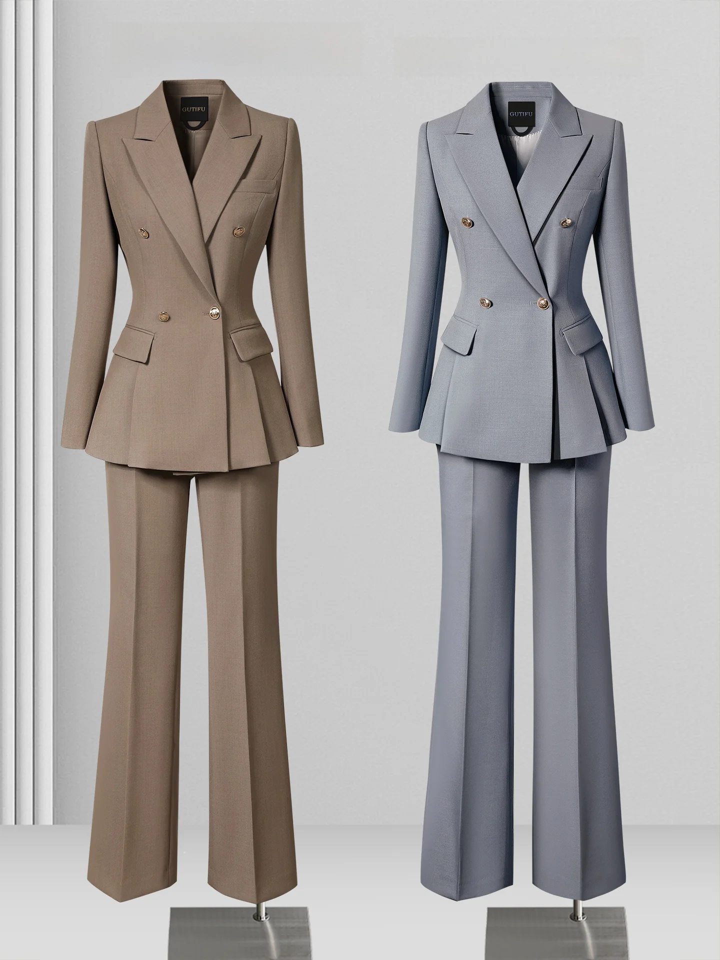 Spring Autumn Women's Suit Set Manager OL Commute Slimming Professional Workwear Korean Style Long Sleeve Polyester Cotton Blend