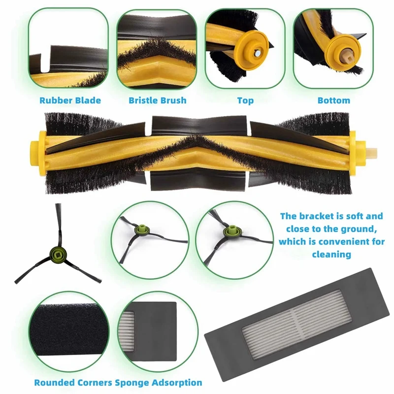 Per Ecovacs Deboot OZMO N7 920 950 T5 T9 Yeedi 2 pezzi di ricambio ibridi spazzola laterale principale filtro Hepa panno per mocio