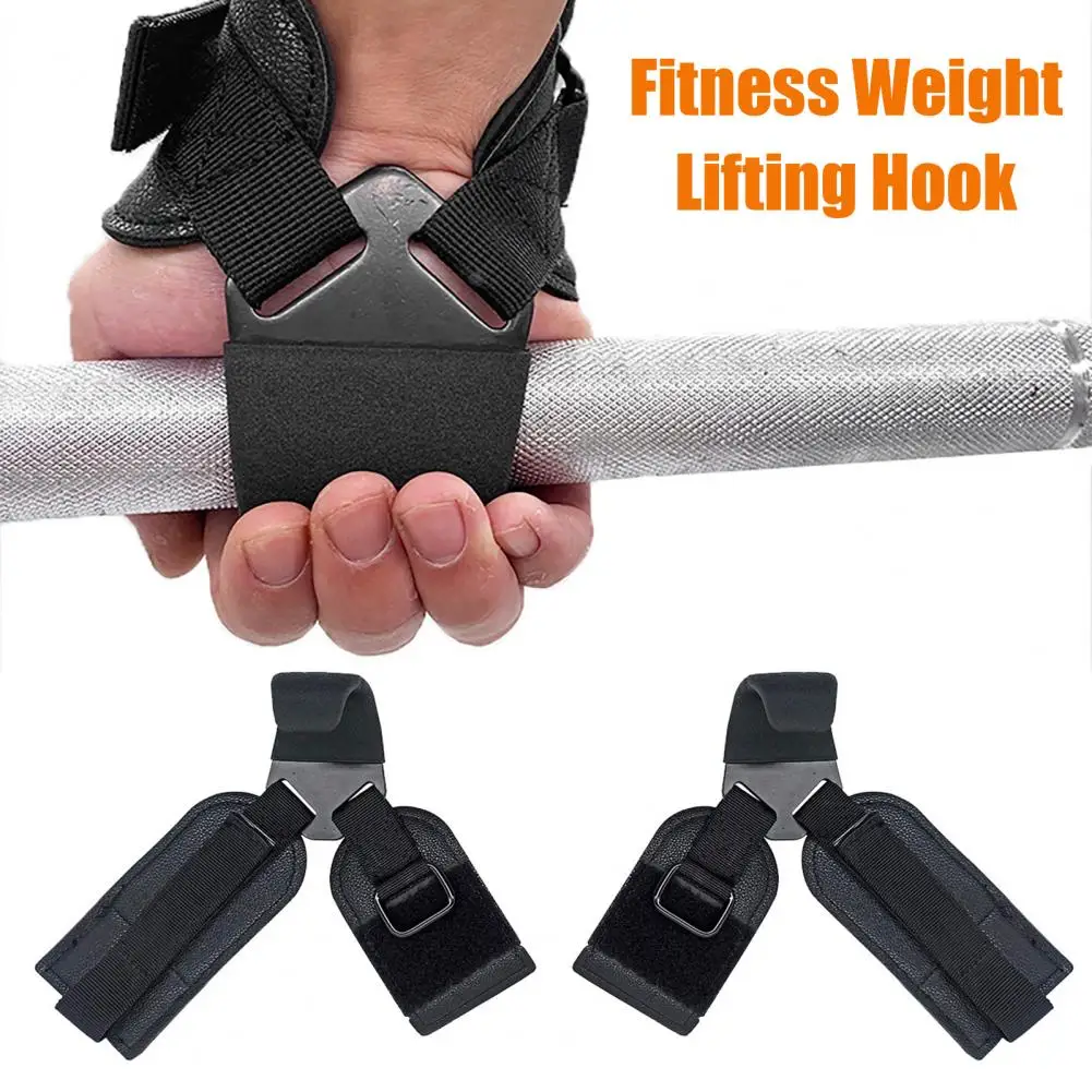 Leather Weight Lifting Hook Gym Fitness Weightlifting Non-slip Heavy Duty Steel Strong Load Capacity Wrist Strap Hook Pull-up