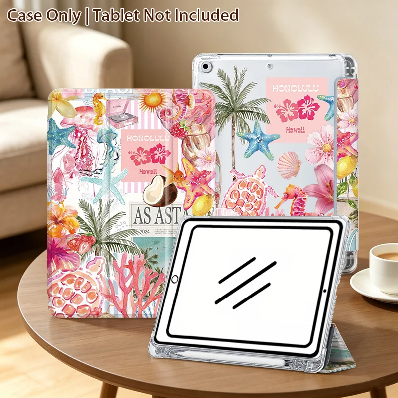 Double-Sided Printed Tri-Fold Case for iPad 7/8/9/10/11 Air 4/5/6 Pro 11 Mini 6/7, iPad10.2/10.9inch，Auto Sleep Wake Stand Cover