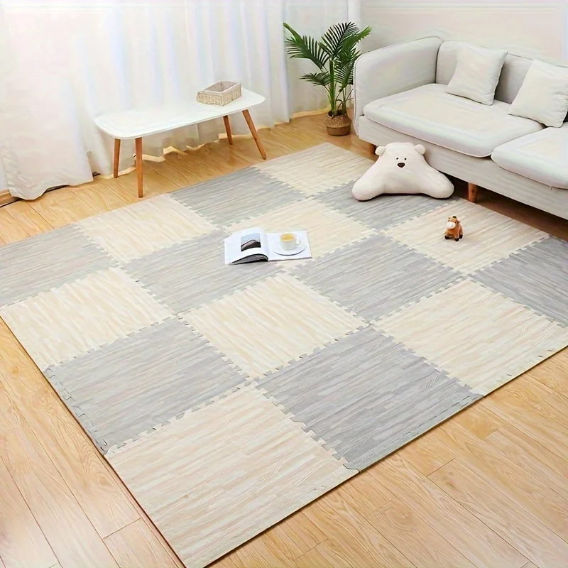 Wood Grain Foam Interlocking Floor Mat Thickened Anti-Fall EVA Material Waterproof and Anti-slip Mat Baby Play Carpet