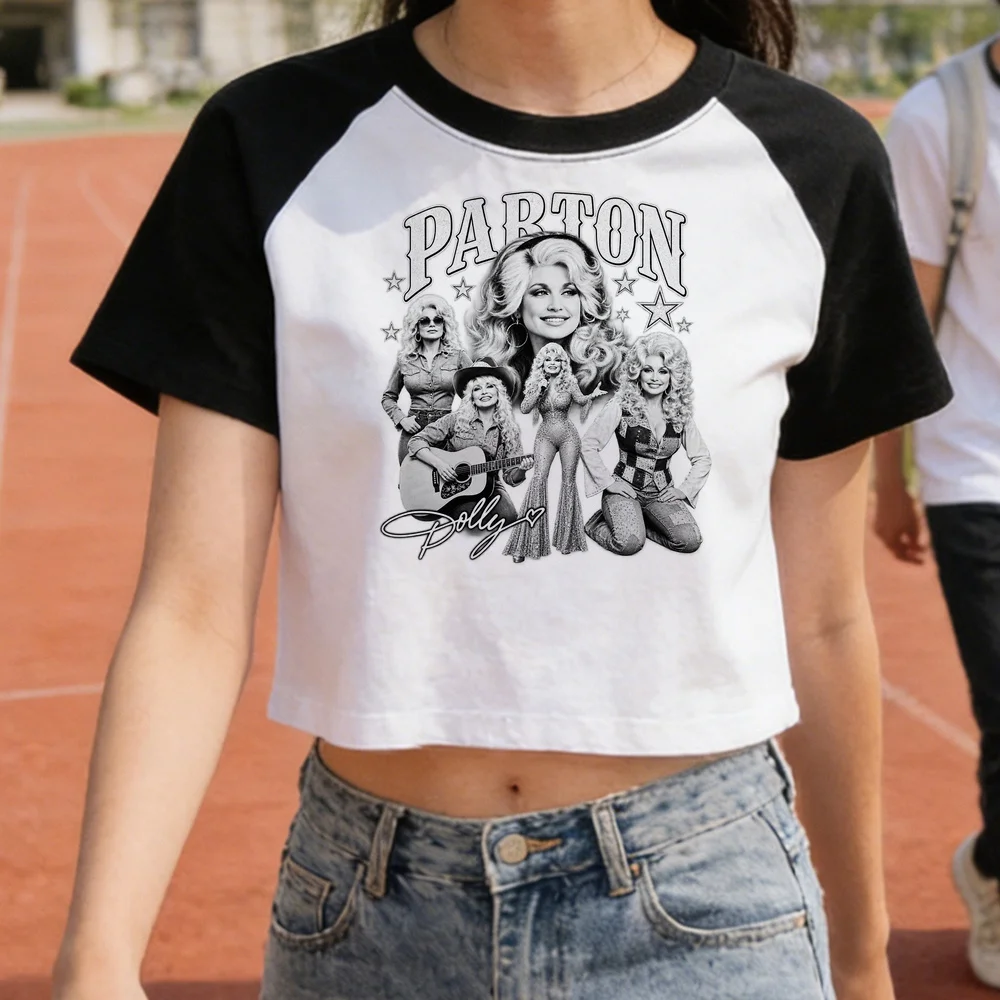 Dolly Parton cropped top ladies manga goth dollette tshirt baddie cheap korean fashion cute 2000s