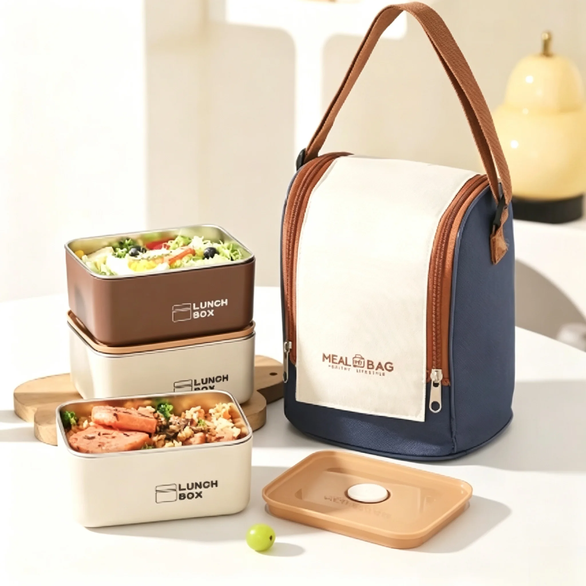 Stainless Steel Leak-Proof Lunch Box, Fresh-Keeping Lunch Box, Insulated Lunch Box, Travel Lunch Box, Multi-Layer Sealed Microwaveable Food Preparation Box, Lunch Box with Food Storage Compartment