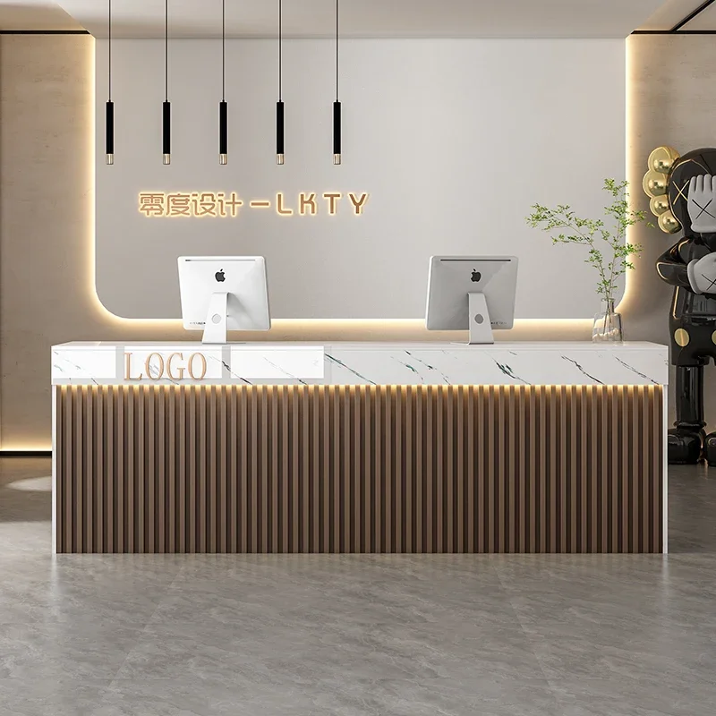 Modern Storage Reception Desk Hair Salon Cashier Simple Reception Desk Hairdressing Aesthetic Italian Commercial Furniture