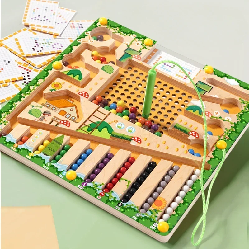 Montessori Puzzel Speelgoed Doolhofbord Leren Kleur Tellen Nummer Classificatie Houten Educatief Speelgoed Sorteerspellen Kindercadeaus