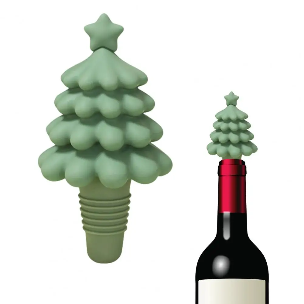 Silicone Wine Cork Christmas Tree Silicone Wine Stopper Reusable Leak-proof Bottle Seal Festive Wine Accessories