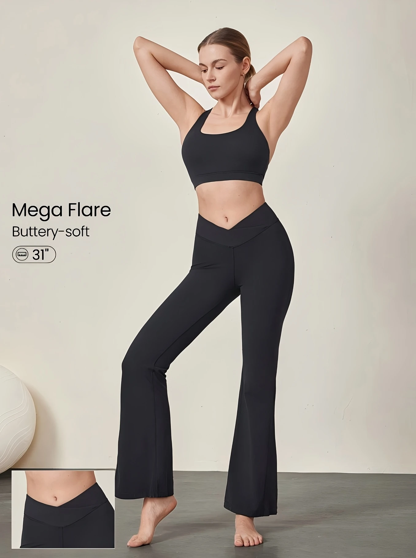 

Женские леггинсы с перекрестным поясом и расклешенными штанинами, с высокой талией, подтягивающие ягодицы, очень мягкие, для йоги, эластичные брюки-клеш для спорта и повседневной носки