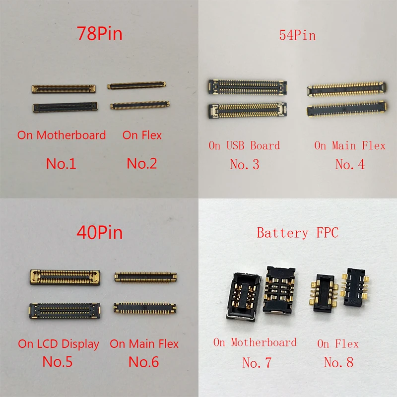 10pcs 40 78 Pin LCD Display Screen FPC Connector For Samsung Galaxy A53 5G A536 A536B A5360 USB Charging Charger Battery FPC