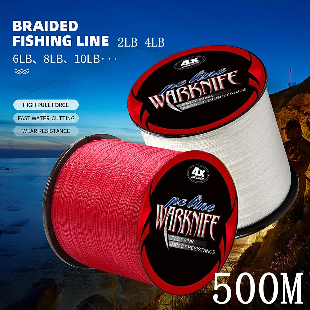 

Warknife 500M Brand Line Japan Multifilament 100% PE Braided Fishing Line 6LB to 100LB 13 Colors carp fishing