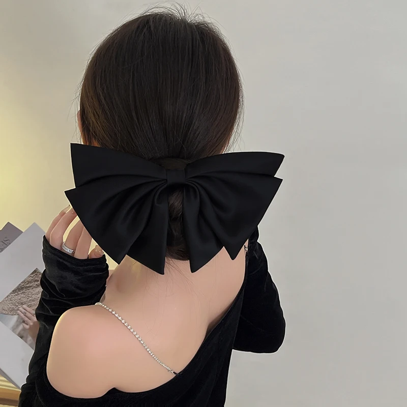 New Bowknot Satin Hairpins Duckbill Clip Solid Color Scrunchie Hair Clips Girl Fashion Hair Accessories Headwear Bow Barrettes