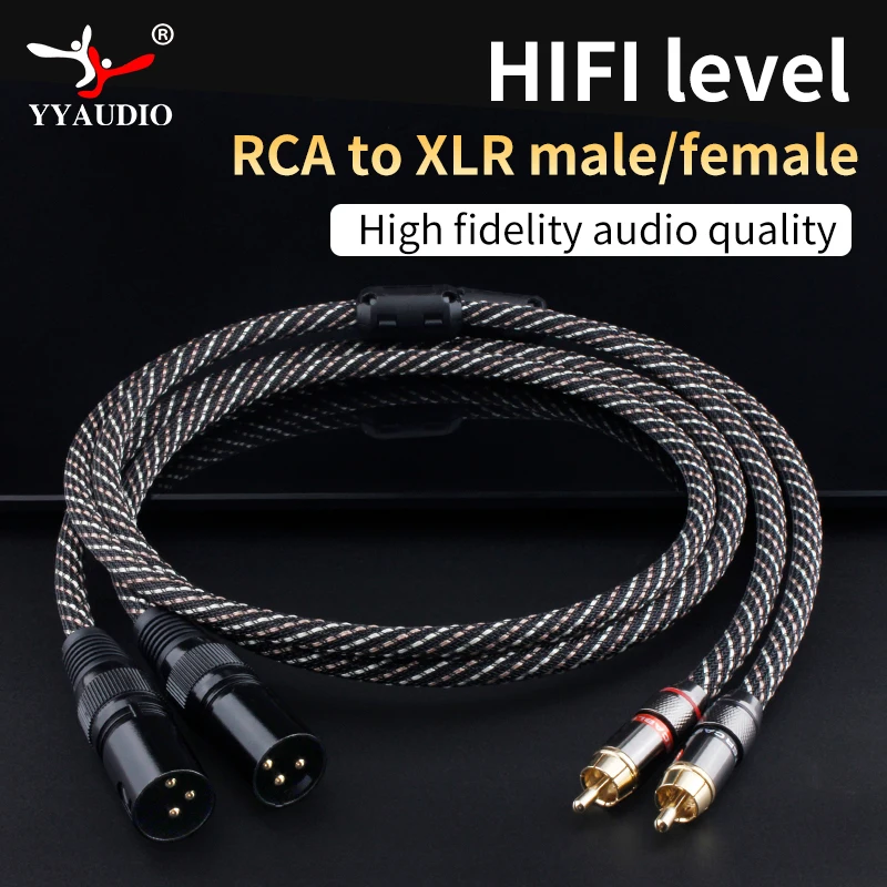 YYAUDIO HIFI 2RCA to 2XLR Audio cable 6N OFC 3 Pin XLR Female to RCA Male Cable For speaker Amplifier Mixer Patch Cable