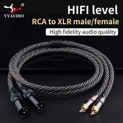 YYAUDIO HIFI 2RCA do 2XLR Kabel audio 6N OFC 3-pinowy kabel XLR żeński do RCA męski do wzmacniacza głośnikowego Kabel krosowy miksera