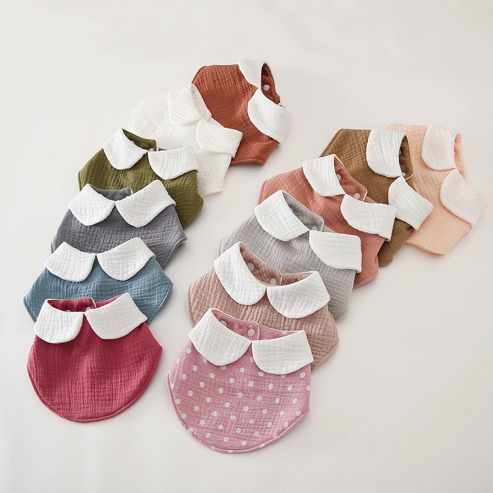 Baby Bibs Gauze Bibs 6 Layer Pure CottonRound 360 Degree Rotation Saliva Towel Infant Feeding Apron Newborn Stuff