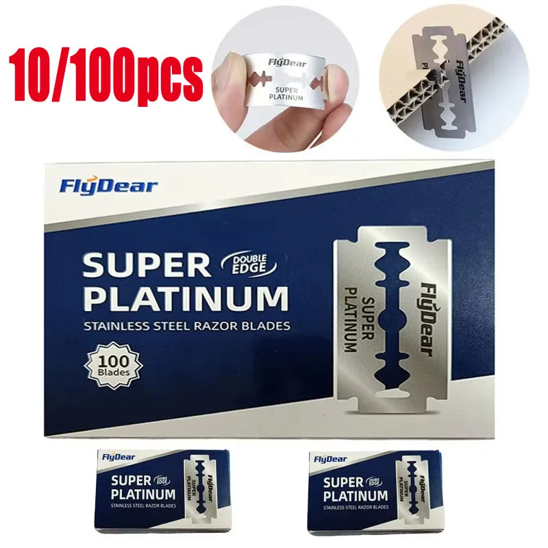 Cuchillas de afeitar de doble filo para hombre, maquinilla de afeitar profesional para peluquero, herramienta recortadora de barba, 10/20/30/50/100 Uds.