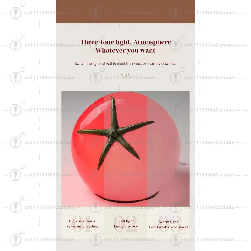 New listing AC plug fruit table decoration 3-way dimmable tomato light bedroom night light cute unique gift