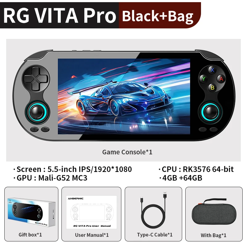 ANBERNIC RG VITA / RG VITA Pro Handheld Game Console 5000mAh Android Videogame-speler Ondersteunt Bluetooth AI Streaming RixelHK