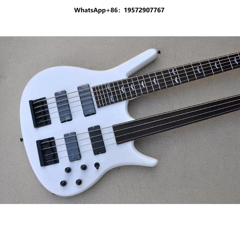 Double Neck 4+5 Strings Electric Bass Guitar Fretless Electric Bass Cheap Stringed Instruments
