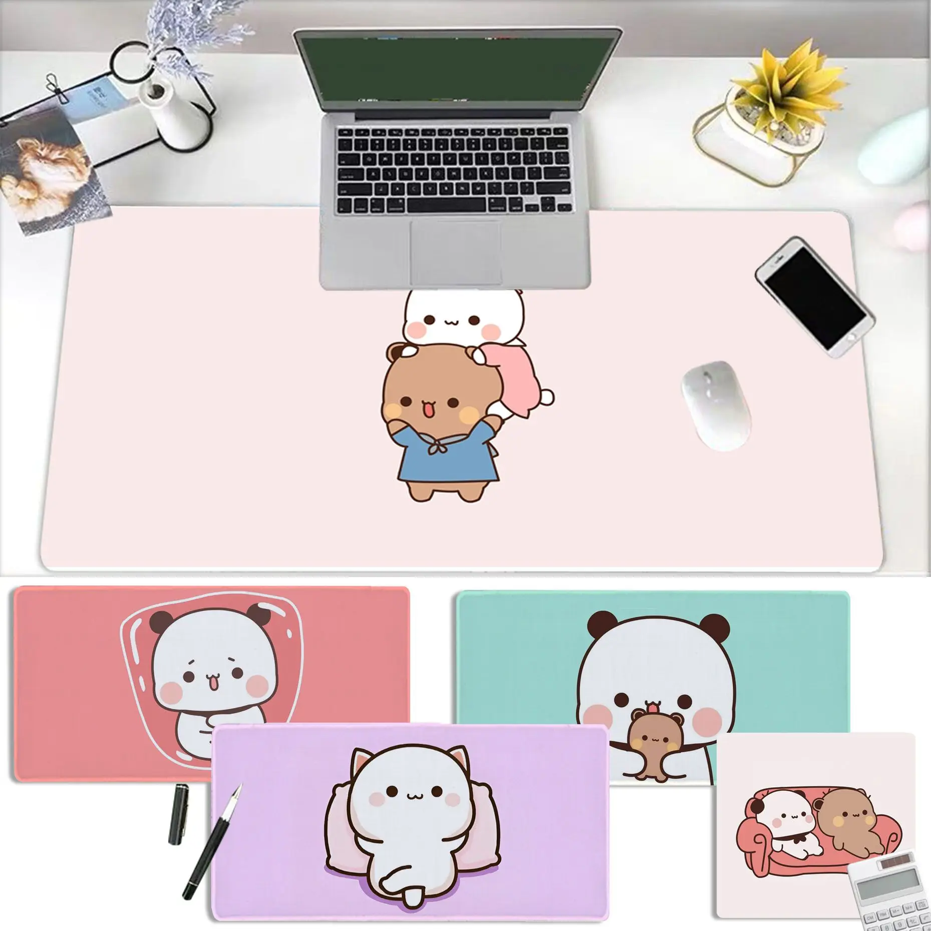 

M-Milk-BearS Cute Cartoon Mousepad girl pad Keyboards Mat Rubber Gaming mousepad Desk for large Edge Locking Game Keyboard Pad