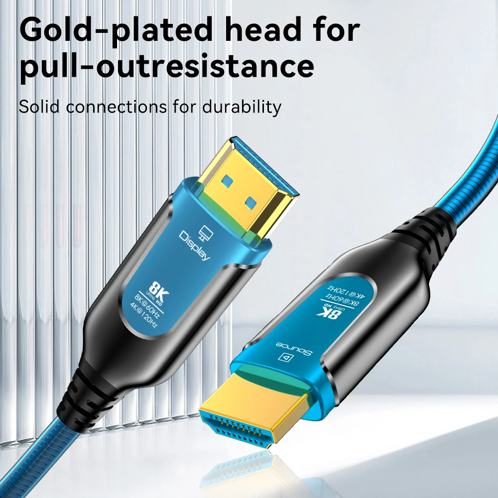 8K HDMI Glasfaserkabel 48Gbps Ultra-High-Speed HDMI 2.1 Gepanzertes Kabel 8K 60Hz 4K 120Hz Dynamisches HDR EARC HDCP für TV-Projektor – Detail 2