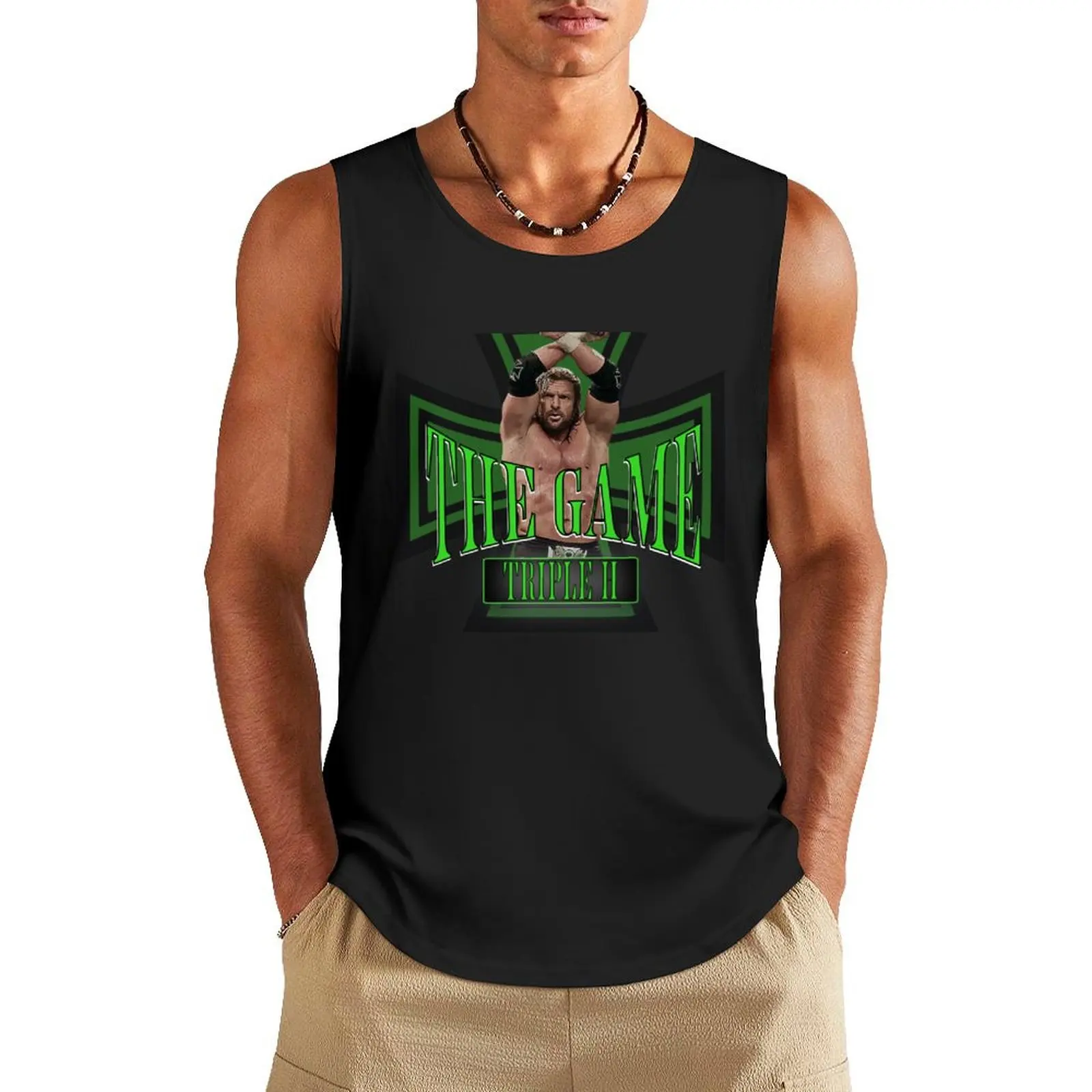 

Triple H Tank Top gym clothes man Men's fitness t-shirt cotton t-shirts man fitness