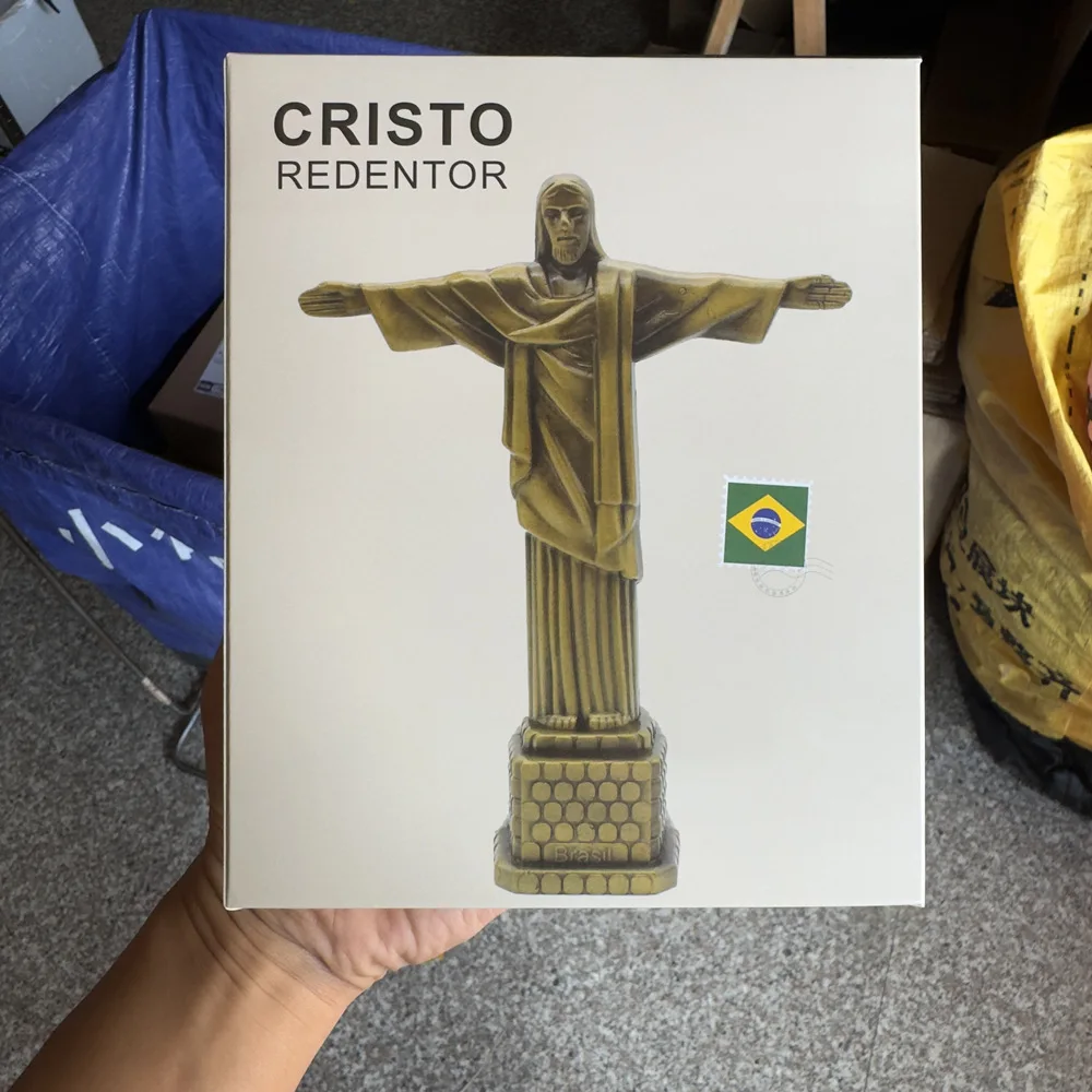 Christ the Redeemer Home Desktop Decor Brazilian Iandmark Tourism Building Model Iron Ornaments Crafts Holiday Gifts Souvenirs