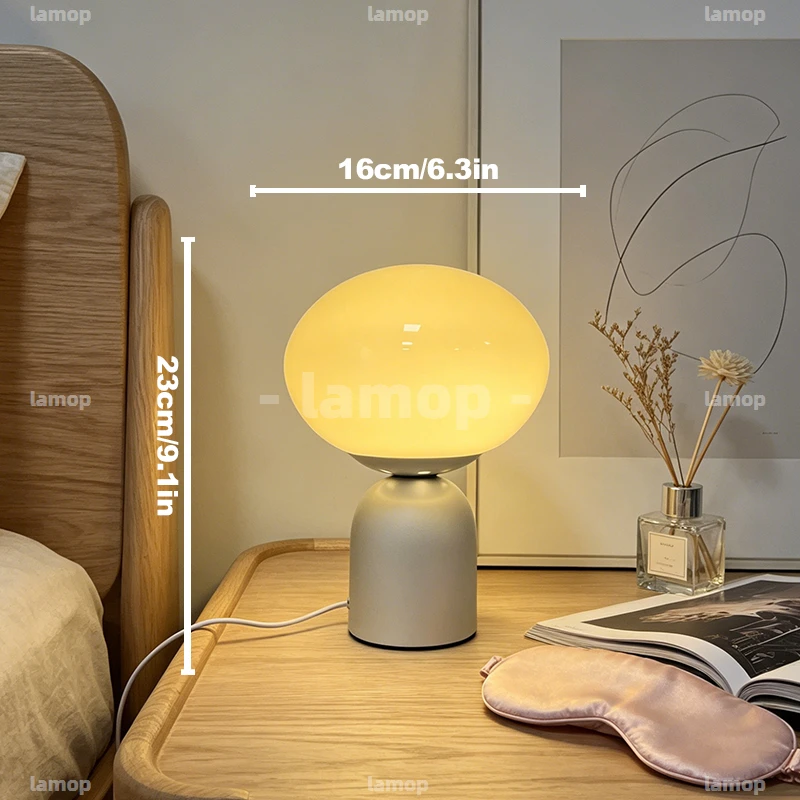 Glass Subtle‑Aura Flattened‑Ovoid Bell‑Shaped Base Table Lamp Boho‑Lazy Casual 3 Tone Gentle Glow Living Side Shelf Decor