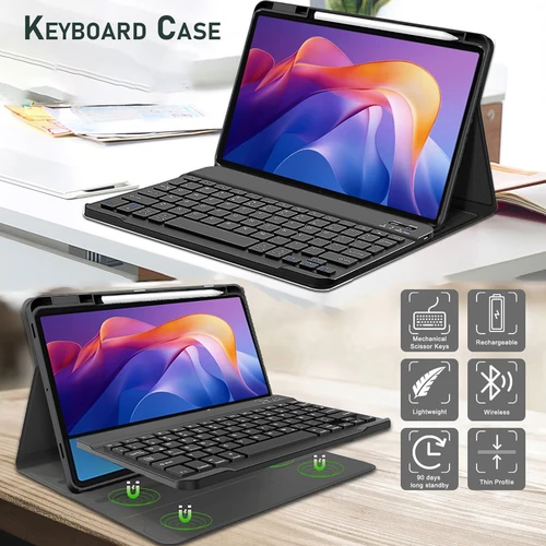 Imagen 2 del producto Funda con teclado para Redmi Pad 2 de 11 pulgadas 2025, para Xiaomi Redmi Pad 2 Funda para tableta de 11 pulgadas con portalápices y teclado Bluetooth