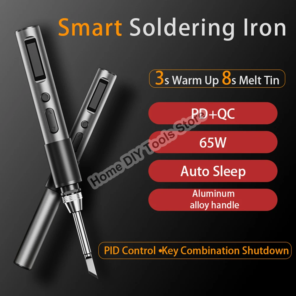 

65W Smart Electric Soldering Iron Kit Digital Adjustable Constant Temperature Fast Heating Repair Tools PD/QC Power Supply