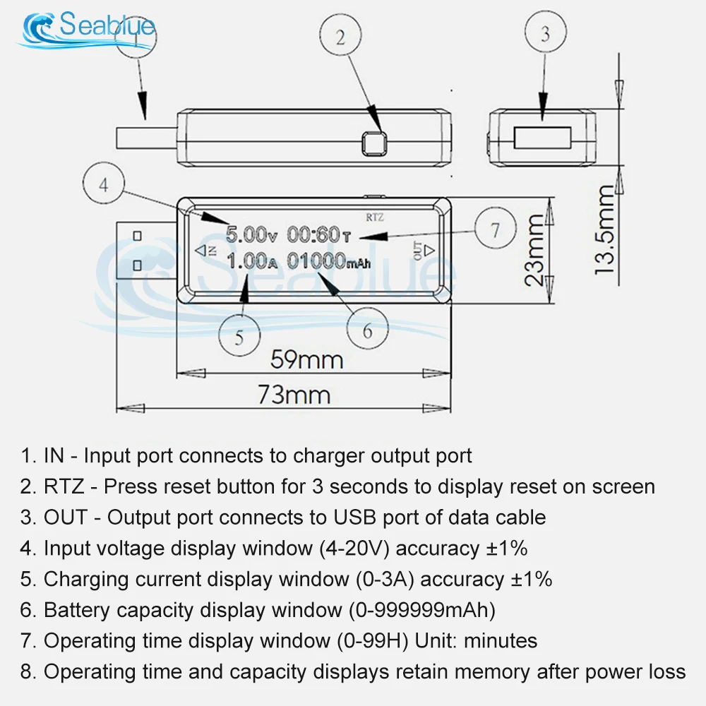 DC 4-30 V 3A Voltage Meter Stroom Spanning Capaciteit Batterij Tester USB Volt Stroom Spanning Arts Lader Capaciteit tester Meter