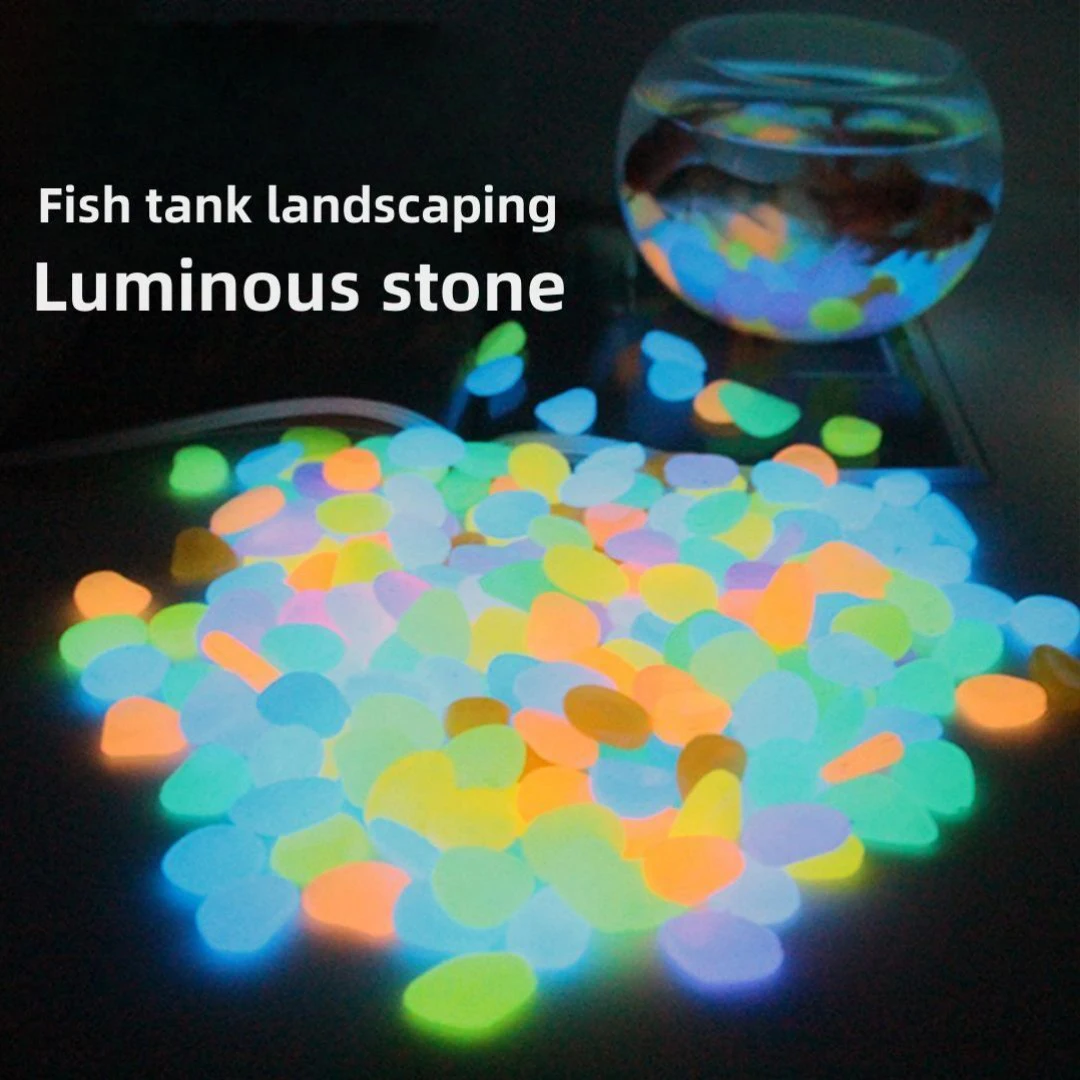 50/100Pcs Artificial Noctilucent Stone with Colorful Luminescence Aquarium Fish Tank Landscaping Vase Sidewalk Decoration