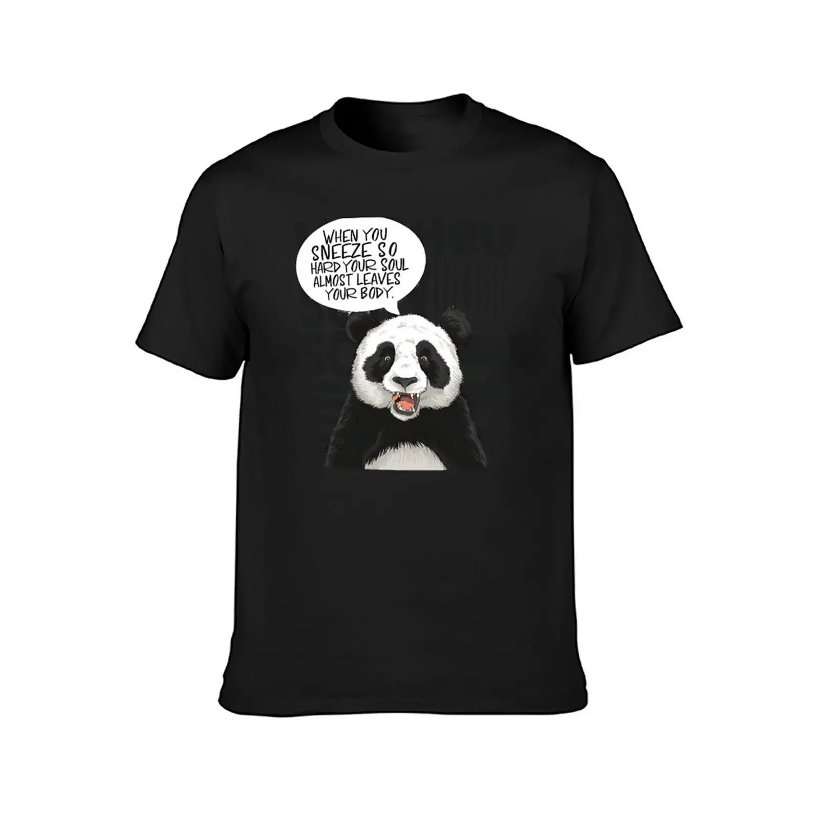 Sneeze Pandamonium: Quirky Panda Sneeze Design T-Shirt plus size clothes mens fashion