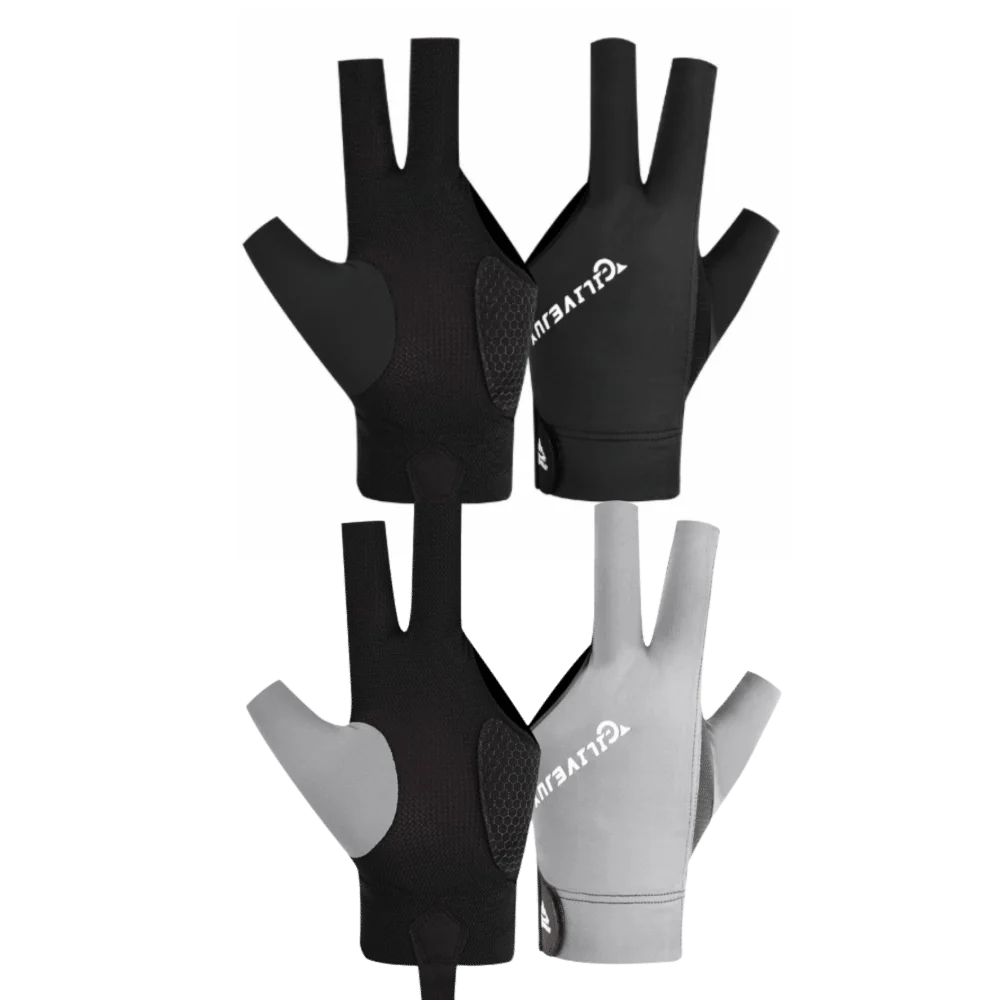 2pcs Anti Slip Billiard Gloves Comfortable Breathable Pool Player Gloves Pool Table Glove Three Finger Design