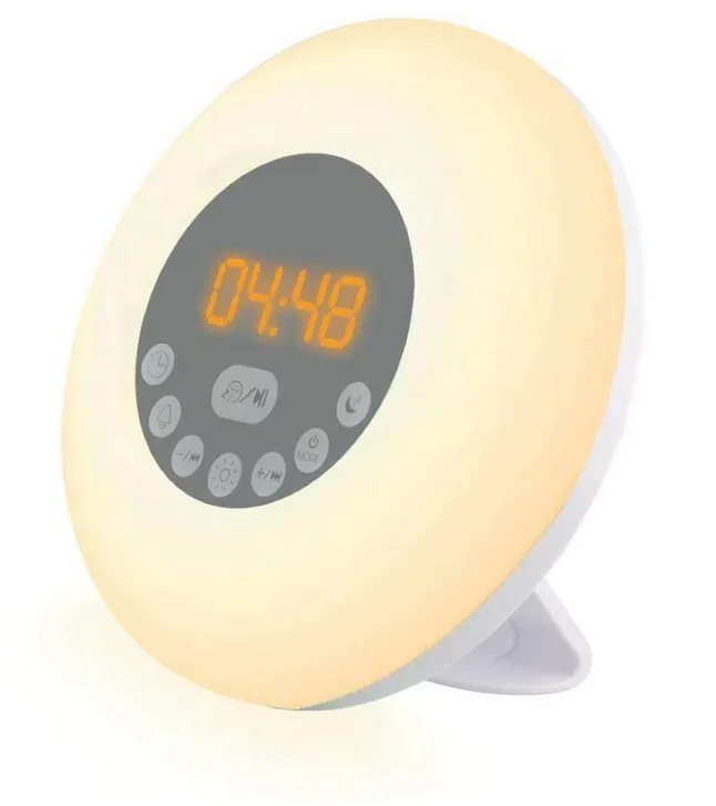 

Alarm clockSunrise Alarm Clock with Bluetooth 5.0 Radio and 7 Color LED Light Options for Better Sleep and Wake Up Experience