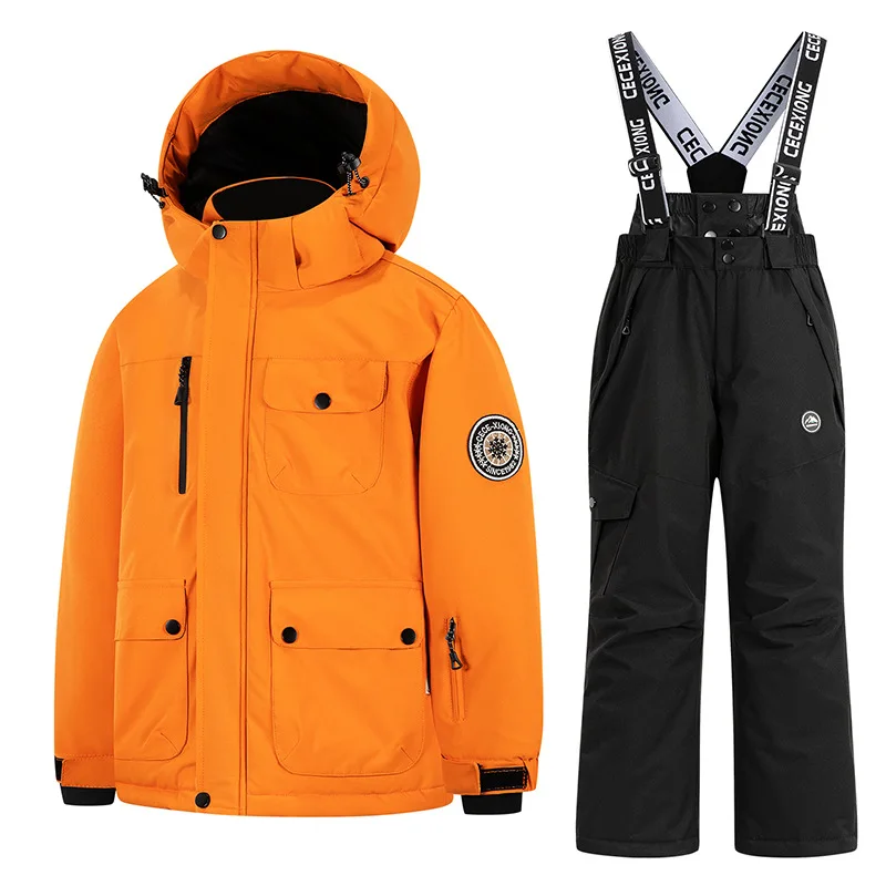 بدلة ثلج شتوية للأطفال - مجموعة ملابس سميكة للأطفال الأولاد والبنات مكونة من قطعتين بدلة ثلج للأطفال وسترة وسراويل #1