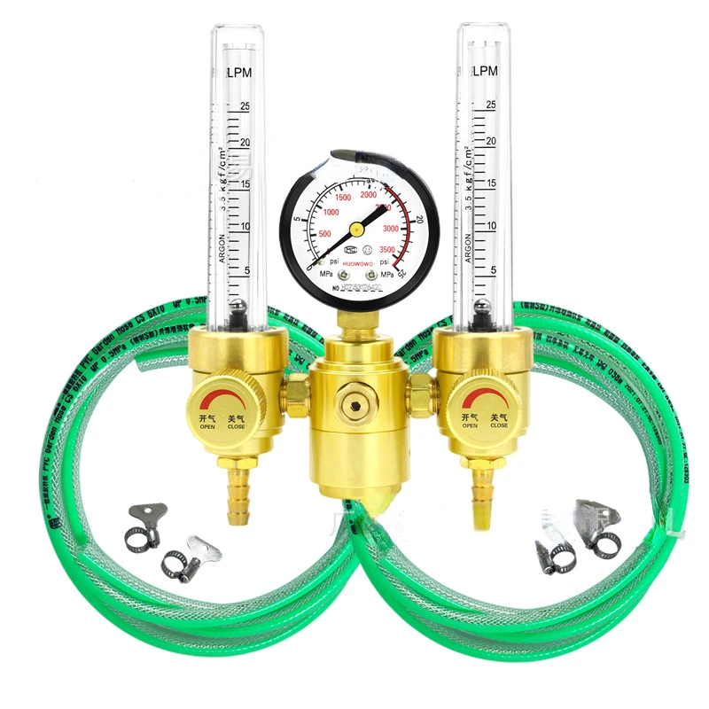 

AR-120S Double flow double gas pipe pressure reducing valve Argon gas meter Argon arc welding accessories Pressure gauge hose