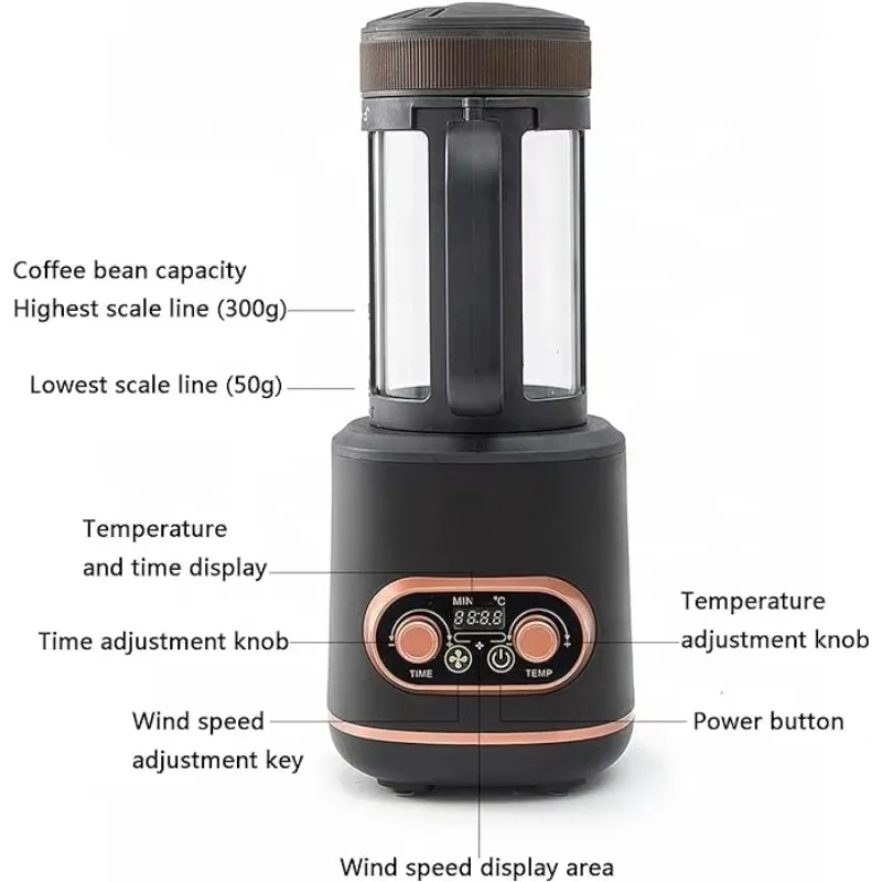 STLF Long-Lifespan Timed High Quality Coffee Beans Roaster Baking Machine with Visual Panel