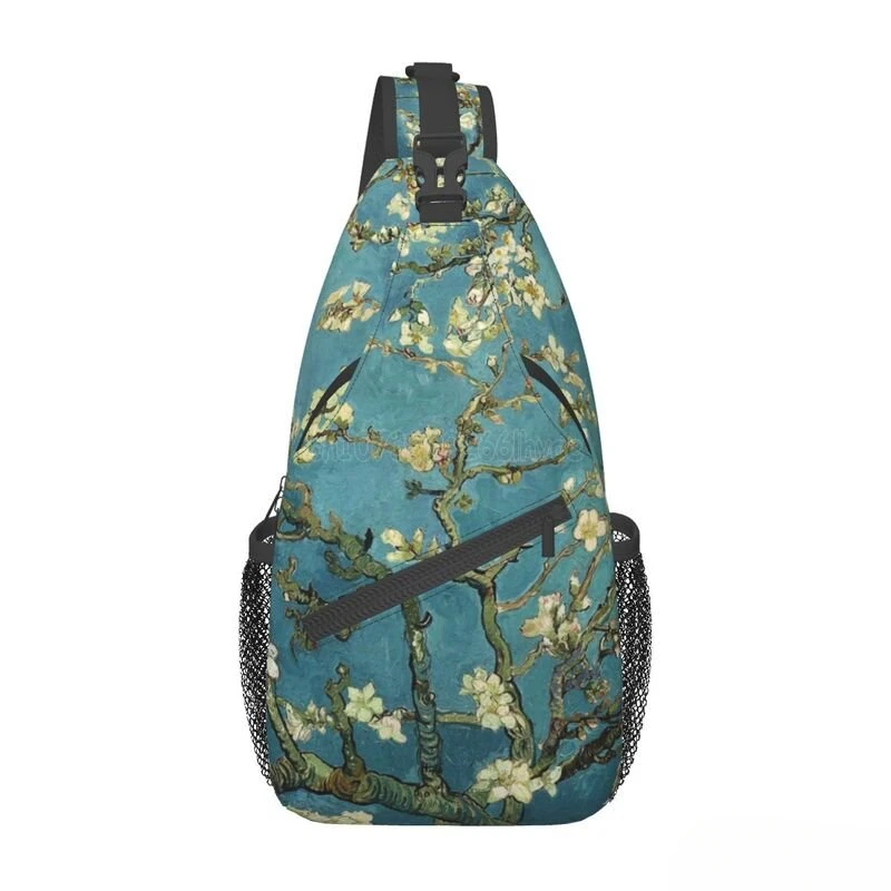 Vincent Van Gogh Almond Blossom Sling Chest Bag for Women Crossbody Backpack Travel Shoulder Bags Waterproof Daypack for Hiking