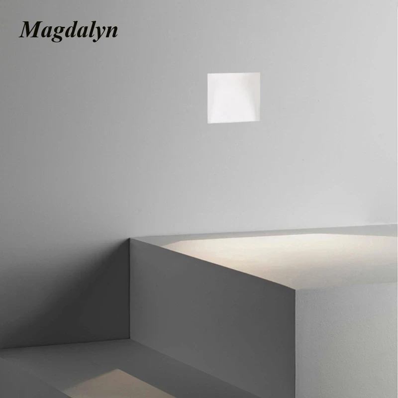 Magdalyn Minimalist Ressessed Step Stair Light Sensor Outdoor Waterproof Night Sconce Modern DECO Led Shadeless Corner Wall Lamp