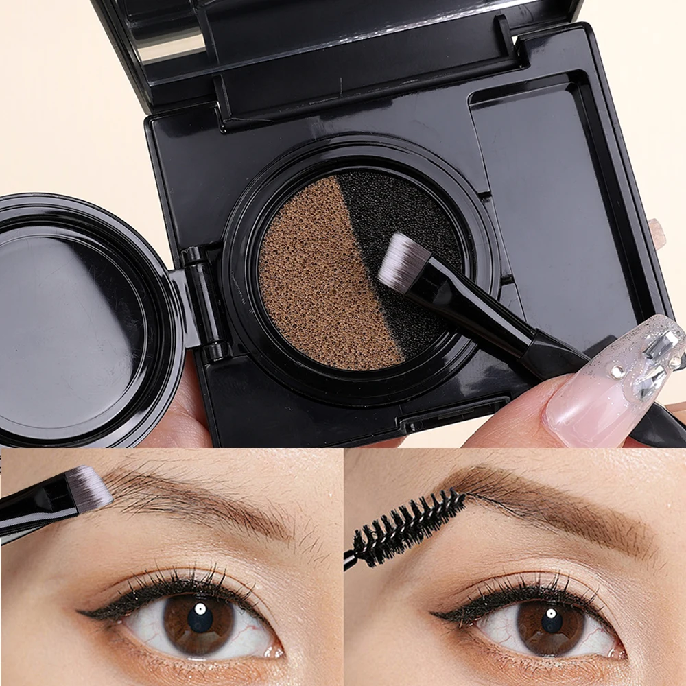 Tow Color Cushion Eyebrow Cream Outline Shadow Eyeliner Waterproof Long Lasting Colorfast Eyebrow Cream with Brusher Cosmetics