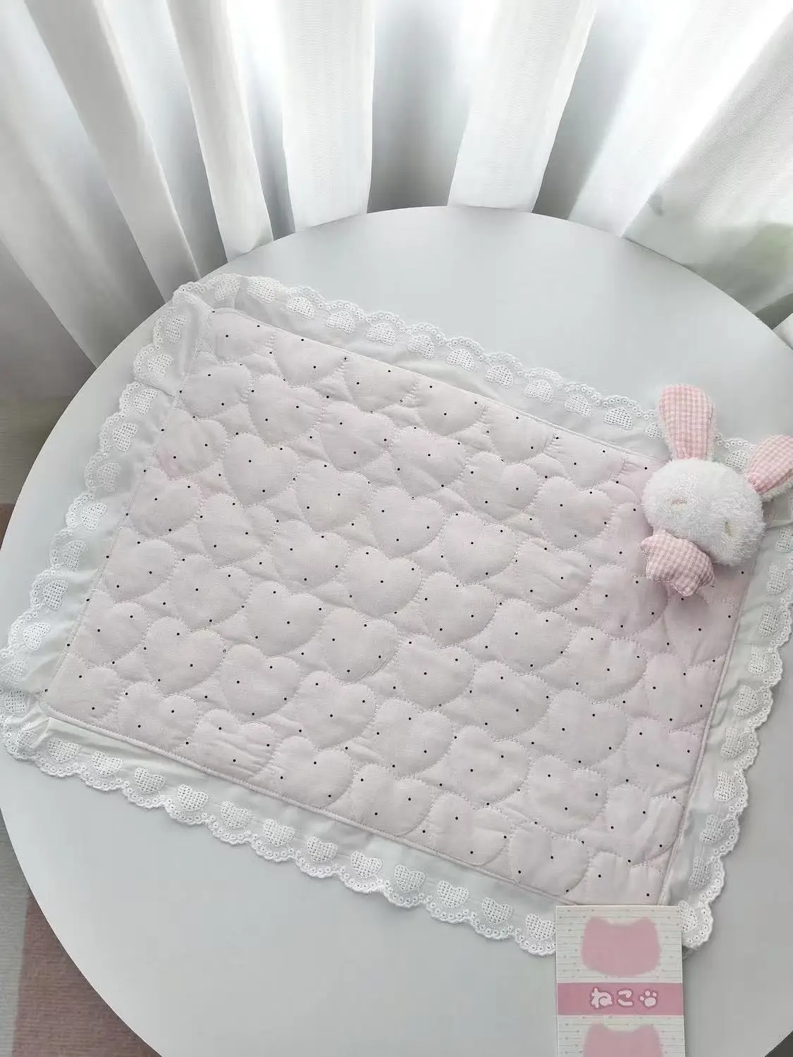New Korean Instagram Pink Lace Heart Polka Dot Placemat Table Mat Coaster Sweet Girl Shooting Prop Desktop Decoration Cute Gift