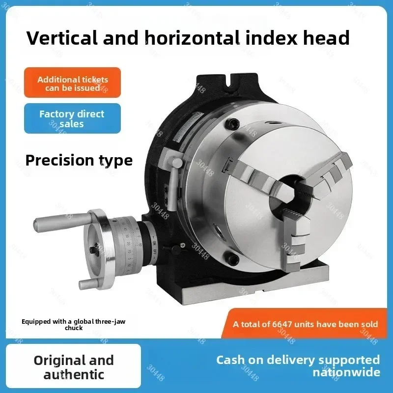 Original Indexing Rotary Table Dividing Head Vertical and Horizontal with Chuck Milling Machine Turntable