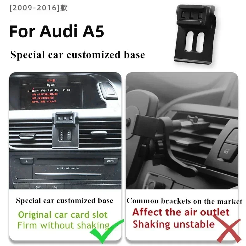 

2009-2016 For Audi A5 Mobile Phone Holder Wireless Charger Car Cell Phones Mount Navigation Bracket GPS Support 360 Rotating