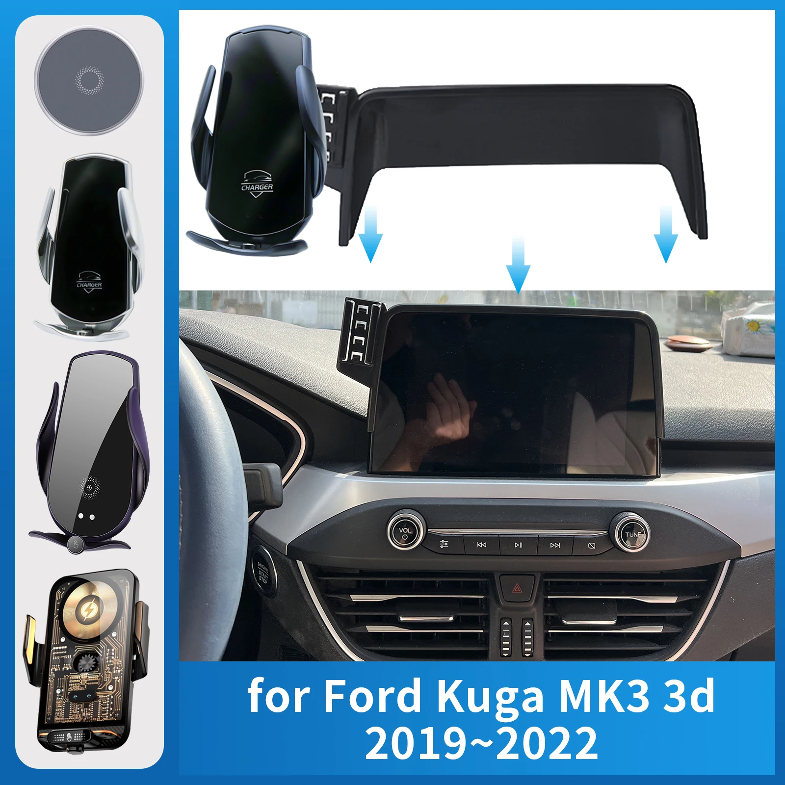 

Car Mobile Phone Holder for Ford Kuga MK3 3d 2019~2022 ST-Line (8in) GPS Bracket Charging Stand Auto Accessories