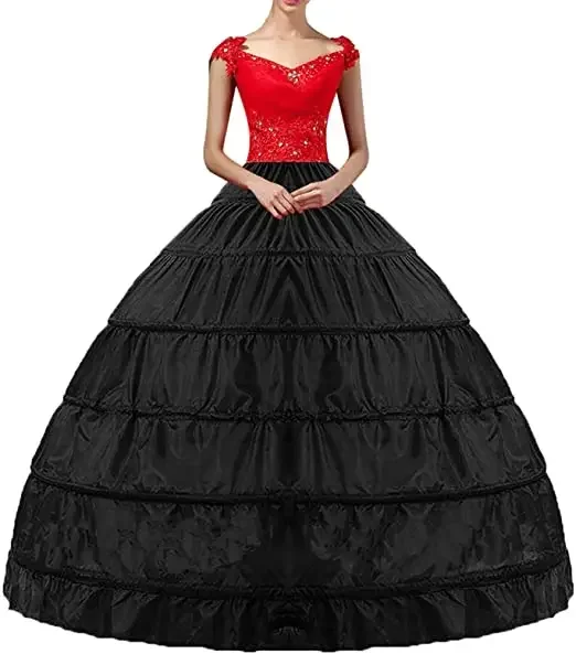 Rok Crinoline Hoop wanita, rok selop lantai panjang Underskirt untuk gaun pesta gaun pernikahan