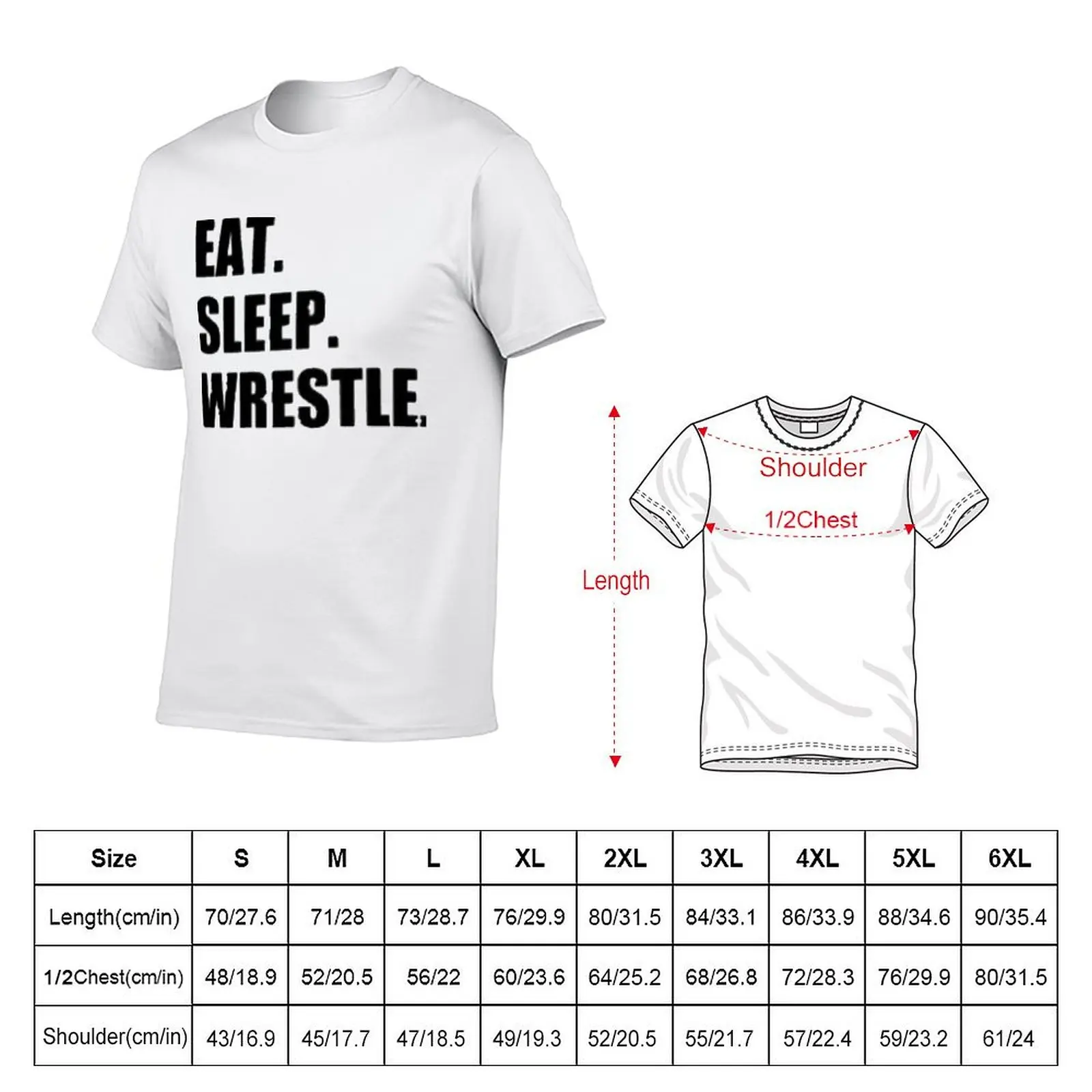 Eat Sleep Wrestling Design Essencial T-shirt, Em Torno Do Pescoço, Mover Nerd, Engraçado Concorrência Vestuário, Eur Tamanho