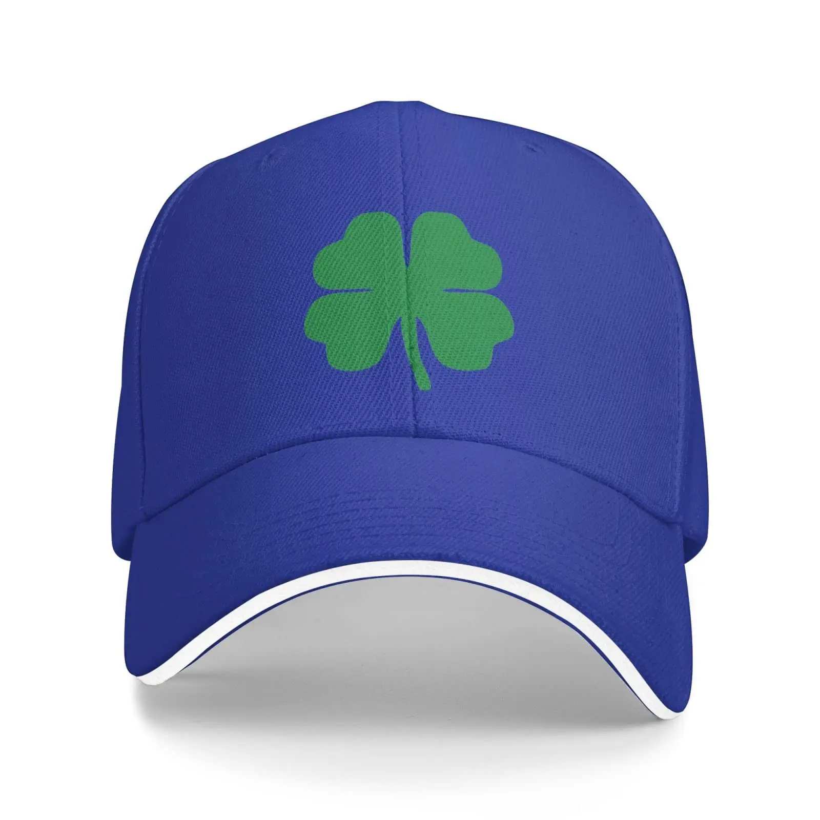 Green 4 Leaf Clover Baseball Cap Men Women - Duck Tongue Classic Sandwich Hat