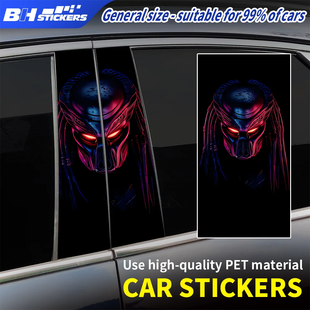 

2pcs Car B Pillar Stickers Cool Alien Hunter Universal Vinyl Wrap Side Window Decoration Film Fit for Most Sedan SUV Accessories
