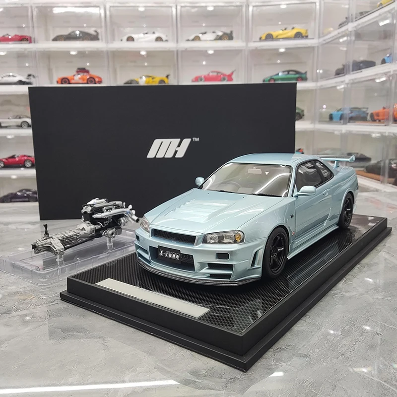 MH R34 Nismo Customized Limited Edition Simulated Resin Car Model 1 12