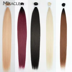 MIRACLE-Extensión de cabello sintético para mujer, paquete de cabello marrón 613 rojo, postizo falso, tejido de cabello liso, resistente al calor, 24 pulgadas